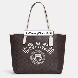 City Tote In Signature Canvas With Varsity Motif